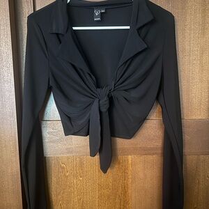 Windsor Black Knot-Front Blouse